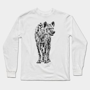 Spotted Hyena in Graphic Black and White Long Sleeve T-Shirt